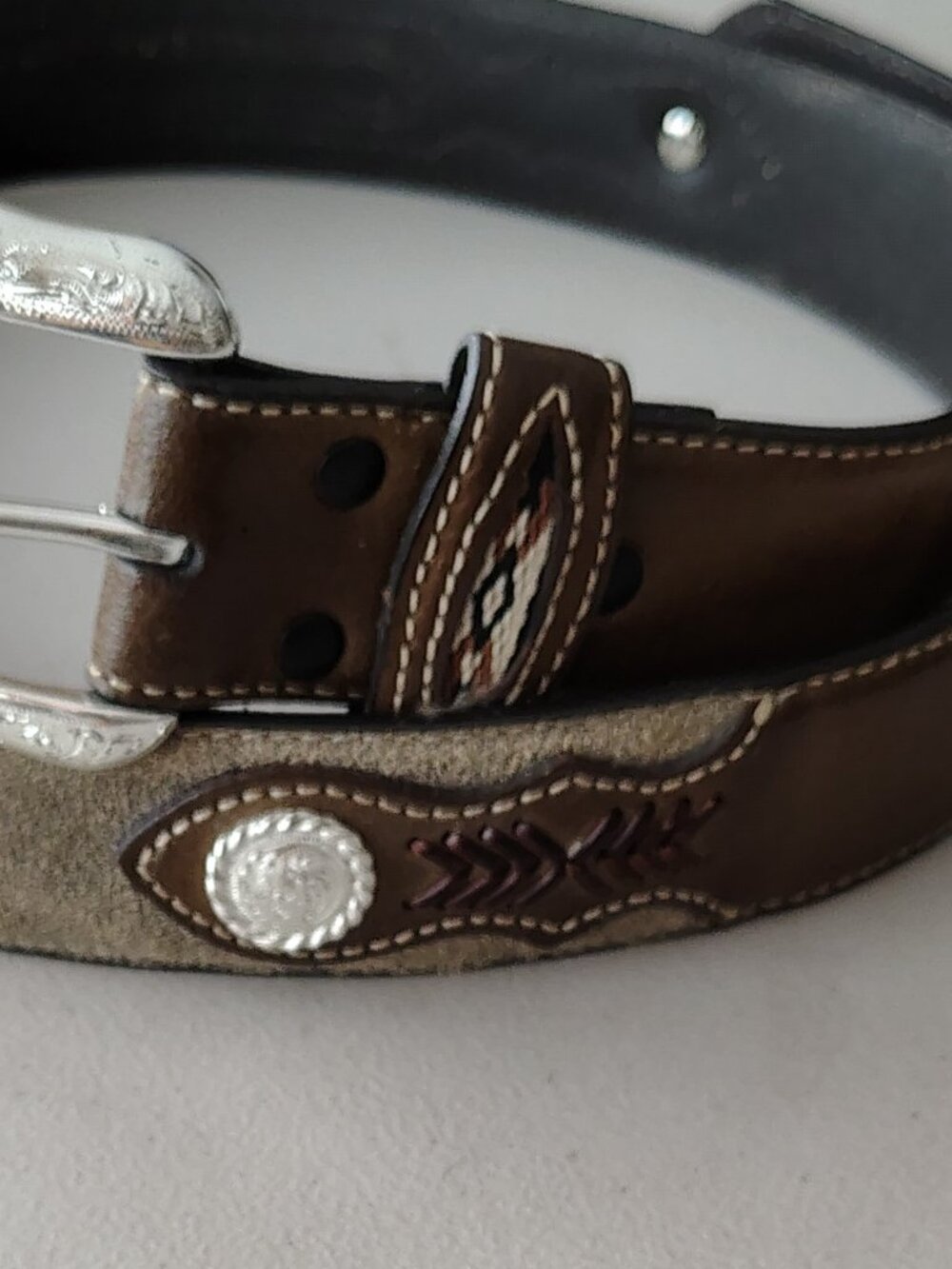 Mens Western Leather Belt size 38 - Picture 2 of 5